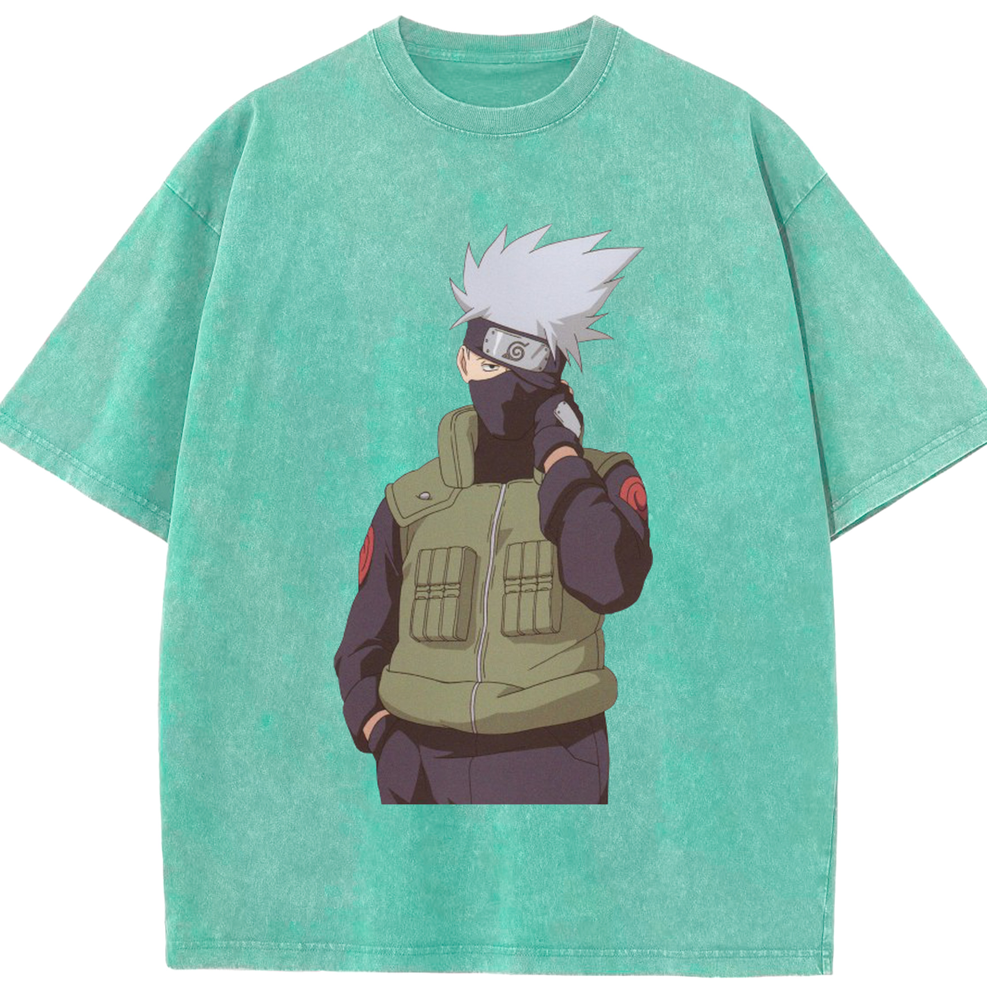 （画像用） NARUTO -ナルト- はたけ カカシ Hatake Kakashi 綿100% ヴィンテージ風 半袖Tシャツ（フロントプリント）